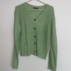 Green Knit Button Up Sweater